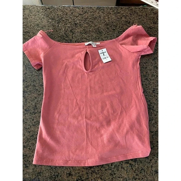 NWT Express Womens Peep Hole Top Size Small Coral Color Casual Short Sleeve Boho - Picture 4 of 12